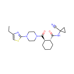 CCc1csc(N2CCN(C(=O)[C@@H]3CCCC[C@H]3C(=O)NC3(C#N)CC3)CC2)n1 ZINC000084690473