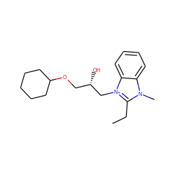 CCc1n(C)c2ccccc2[n+]1C[C@@H](O)COC1CCCCC1 ZINC000015746036