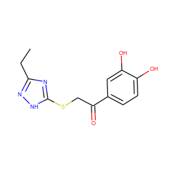 CCc1n[nH]c(SCC(=O)c2ccc(O)c(O)c2)n1 ZINC000000285712