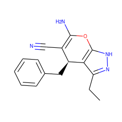 CCc1n[nH]c2c1[C@@H](Cc1ccccc1)C(C#N)=C(N)O2 ZINC000008580002