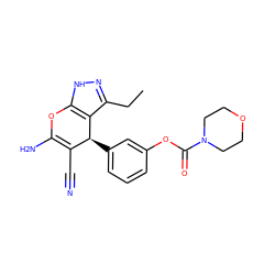 CCc1n[nH]c2c1[C@@H](c1cccc(OC(=O)N3CCOCC3)c1)C(C#N)=C(N)O2 ZINC000006492506