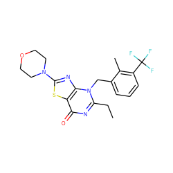 CCc1nc(=O)c2sc(N3CCOCC3)nc2n1Cc1cccc(C(F)(F)F)c1C ZINC000084733425