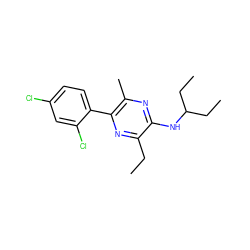 CCc1nc(-c2ccc(Cl)cc2Cl)c(C)nc1NC(CC)CC ZINC000072177268