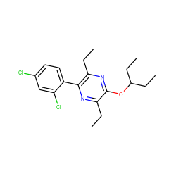 CCc1nc(-c2ccc(Cl)cc2Cl)c(CC)nc1OC(CC)CC ZINC000034337608