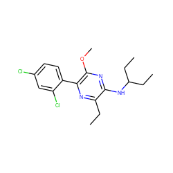 CCc1nc(-c2ccc(Cl)cc2Cl)c(OC)nc1NC(CC)CC ZINC000072176370