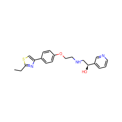 CCc1nc(-c2ccc(OCCNC[C@H](O)c3cccnc3)cc2)cs1 ZINC000028958987