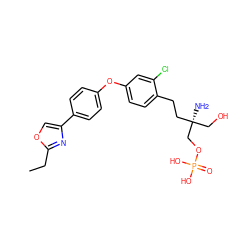 CCc1nc(-c2ccc(Oc3ccc(CC[C@@](N)(CO)COP(=O)(O)O)c(Cl)c3)cc2)co1 ZINC000103301165