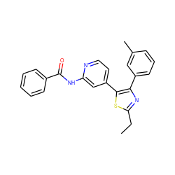 CCc1nc(-c2cccc(C)c2)c(-c2ccnc(NC(=O)c3ccccc3)c2)s1 ZINC000006717791