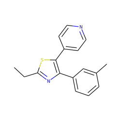 CCc1nc(-c2cccc(C)c2)c(-c2ccncc2)s1 ZINC000013673367