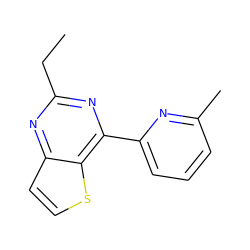 CCc1nc(-c2cccc(C)n2)c2sccc2n1 ZINC000029048033