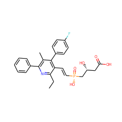 CCc1nc(-c2ccccc2)c(C)c(-c2ccc(F)cc2)c1/C=C/[P@](=O)(O)C[C@H](O)CC(=O)O ZINC000026719872