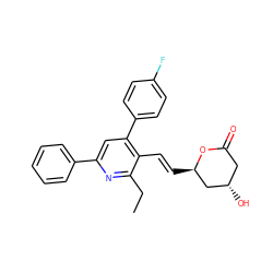 CCc1nc(-c2ccccc2)cc(-c2ccc(F)cc2)c1/C=C/[C@@H]1C[C@@H](O)CC(=O)O1 ZINC000027707609