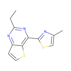 CCc1nc(-c2nc(C)cs2)c2sccc2n1 ZINC000029048156