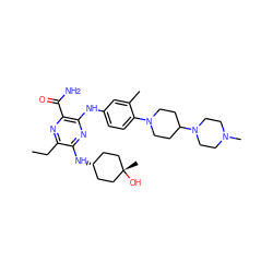 CCc1nc(C(N)=O)c(Nc2ccc(N3CCC(N4CCN(C)CC4)CC3)c(C)c2)nc1N[C@H]1CC[C@@](C)(O)CC1 ZINC000113476199