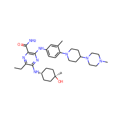 CCc1nc(C(N)=O)c(Nc2ccc(N3CCC(N4CCN(C)CC4)CC3)c(C)c2)nc1N[C@H]1CC[C@](C)(O)CC1 ZINC000113476201