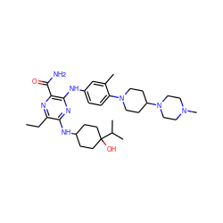 CCc1nc(C(N)=O)c(Nc2ccc(N3CCC(N4CCN(C)CC4)CC3)c(C)c2)nc1NC1CCC(O)(C(C)C)CC1 ZINC000113476764