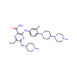 CCc1nc(C(N)=O)c(Nc2ccc(N3CCC(N4CCN(C)CC4)CC3)c(C)c2)nc1NC1CCN(C)CC1 ZINC000113483123