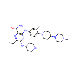 CCc1nc(C(N)=O)c(Nc2ccc(N3CCC(N4CCN(C)CC4)CC3)c(C)c2)nc1NC1CCNCC1 ZINC000113478703