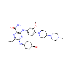 CCc1nc(C(N)=O)c(Nc2ccc(N3CCC(N4CCN(C)CC4)CC3)c(OC)c2)nc1N[C@H]1CC[C@H](O)CC1 ZINC000261184007