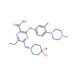 CCc1nc(C(N)=O)c(Nc2ccc(N3CCN(C)CC3)c(C)c2)nc1N[C@H]1CC[C@](C)(O)CC1 ZINC000113478319