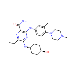 CCc1nc(C(N)=O)c(Nc2ccc(N3CCN(C)CC3)c(C)c2)nc1N[C@H]1CC[C@H](O)CC1 ZINC000261075212