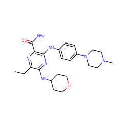 CCc1nc(C(N)=O)c(Nc2ccc(N3CCN(C)CC3)cc2)nc1NC1CCOCC1 ZINC000113476219