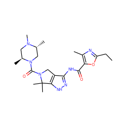 CCc1nc(C)c(C(=O)Nc2n[nH]c3c2CN(C(=O)N2C[C@@H](C)N(C)C[C@@H]2C)C3(C)C)o1 ZINC000114183078