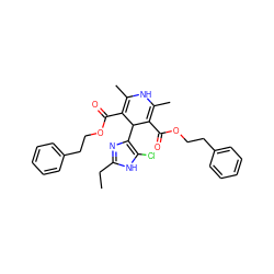 CCc1nc(C2C(C(=O)OCCc3ccccc3)=C(C)NC(C)=C2C(=O)OCCc2ccccc2)c(Cl)[nH]1 ZINC000103218826