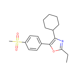 CCc1nc(C2CCCCC2)c(-c2ccc(S(C)(=O)=O)cc2)o1 ZINC000013436278