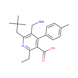 CCc1nc(CC(C)(C)C)c(CN)c(-c2ccc(C)cc2)c1C(=O)O ZINC000066098530