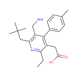 CCc1nc(CC(C)(C)C)c(CN)c(-c2ccc(C)cc2)c1CC(=O)O ZINC000064746549