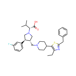 CCc1nc(Cc2ccccc2)sc1C1CCN(C[C@H]2CN([C@@H](C(=O)O)C(C)C)C[C@@H]2c2cccc(F)c2)CC1 ZINC000072280197