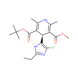 CCc1nc(Cl)c([C@@H]2C(C(=O)OC)=C(C)NC(C)=C2C(=O)OC(C)(C)C)[nH]1 ZINC000038279681