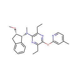 CCc1nc(N(C)[C@@H]2c3ccccc3C[C@@H]2OC)c(CC)nc1Oc1cc(C)ccn1 ZINC000028956423