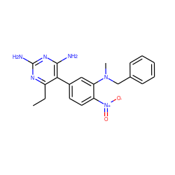 CCc1nc(N)nc(N)c1-c1ccc([N+](=O)[O-])c(N(C)Cc2ccccc2)c1 ZINC000026488952