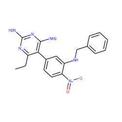 CCc1nc(N)nc(N)c1-c1ccc([N+](=O)[O-])c(NCc2ccccc2)c1 ZINC000005502379