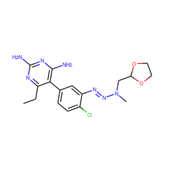 CCc1nc(N)nc(N)c1-c1ccc(Cl)c(/N=N/N(C)CC2OCCO2)c1 ZINC000017921063