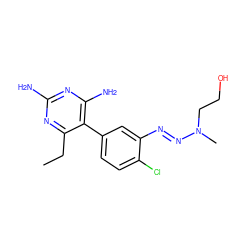 CCc1nc(N)nc(N)c1-c1ccc(Cl)c(/N=N/N(C)CCO)c1 ZINC000017722832