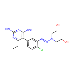 CCc1nc(N)nc(N)c1-c1ccc(Cl)c(/N=N/N(CCO)CCO)c1 ZINC000018083292