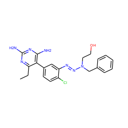 CCc1nc(N)nc(N)c1-c1ccc(Cl)c(/N=N/N(CCO)Cc2ccccc2)c1 ZINC000018067513