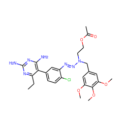 CCc1nc(N)nc(N)c1-c1ccc(Cl)c(/N=N/N(CCOC(C)=O)Cc2cc(OC)c(OC)c(OC)c2)c1 ZINC000026575512