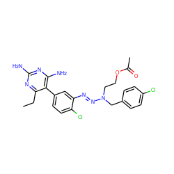 CCc1nc(N)nc(N)c1-c1ccc(Cl)c(/N=N/N(CCOC(C)=O)Cc2ccc(Cl)cc2)c1 ZINC000013863505