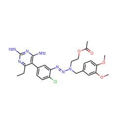 CCc1nc(N)nc(N)c1-c1ccc(Cl)c(/N=N/N(CCOC(C)=O)Cc2ccc(OC)c(OC)c2)c1 ZINC000013863491