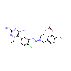 CCc1nc(N)nc(N)c1-c1ccc(Cl)c(/N=N/N(CCOC(C)=O)Cc2ccc(OC)cc2)c1 ZINC000013863489