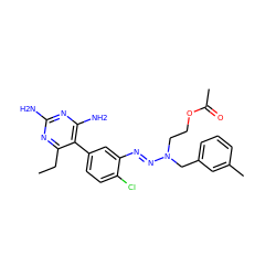 CCc1nc(N)nc(N)c1-c1ccc(Cl)c(/N=N/N(CCOC(C)=O)Cc2cccc(C)c2)c1 ZINC000013863509