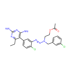 CCc1nc(N)nc(N)c1-c1ccc(Cl)c(/N=N/N(CCOC(C)=O)Cc2cccc(Cl)c2)c1 ZINC000013863503