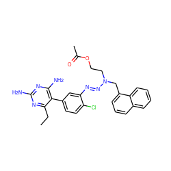 CCc1nc(N)nc(N)c1-c1ccc(Cl)c(/N=N/N(CCOC(C)=O)Cc2cccc3ccccc23)c1 ZINC000013863517