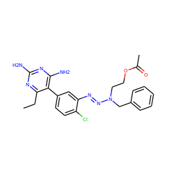 CCc1nc(N)nc(N)c1-c1ccc(Cl)c(/N=N/N(CCOC(C)=O)Cc2ccccc2)c1 ZINC000018068911