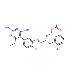 CCc1nc(N)nc(N)c1-c1ccc(Cl)c(/N=N/N(CCOC(C)=O)Cc2ccccc2C)c1 ZINC000013863507