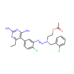 CCc1nc(N)nc(N)c1-c1ccc(Cl)c(/N=N/N(CCOC(C)=O)Cc2ccccc2Cl)c1 ZINC000013863501